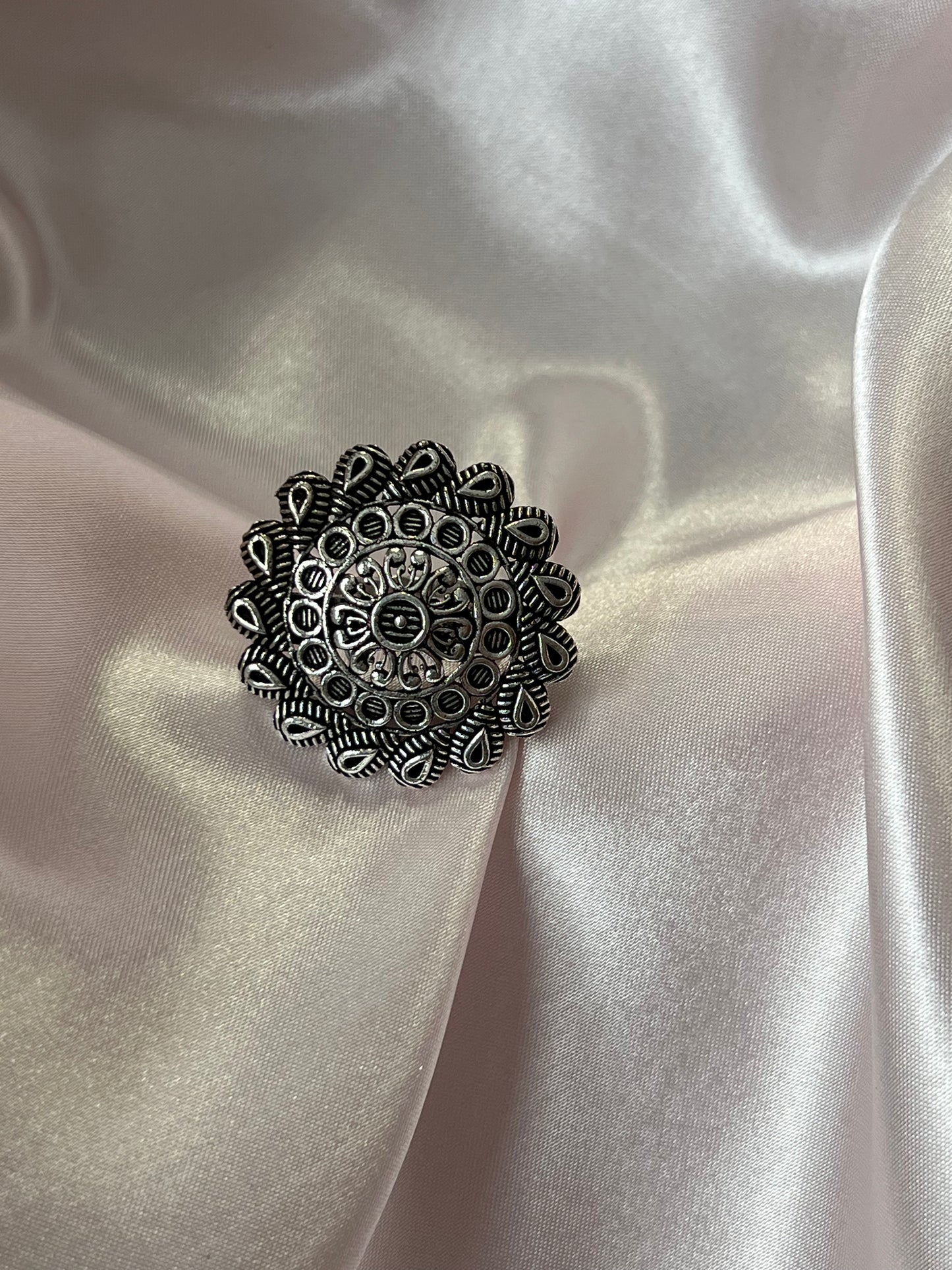 Chakri Oxidized Silver Ring