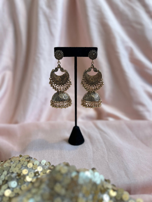 Three-Tiered Oxidized Jhumkas