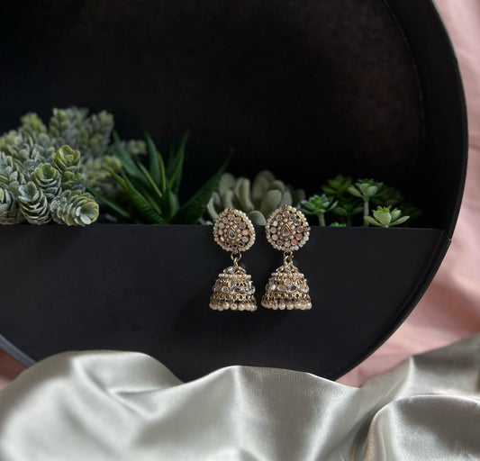 Mirror-work Drop Jhumkas